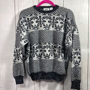 Vintage Cosi Uomo Made in Italy Wool Blend Sweater Geometric Nordic Grandpa Cozy